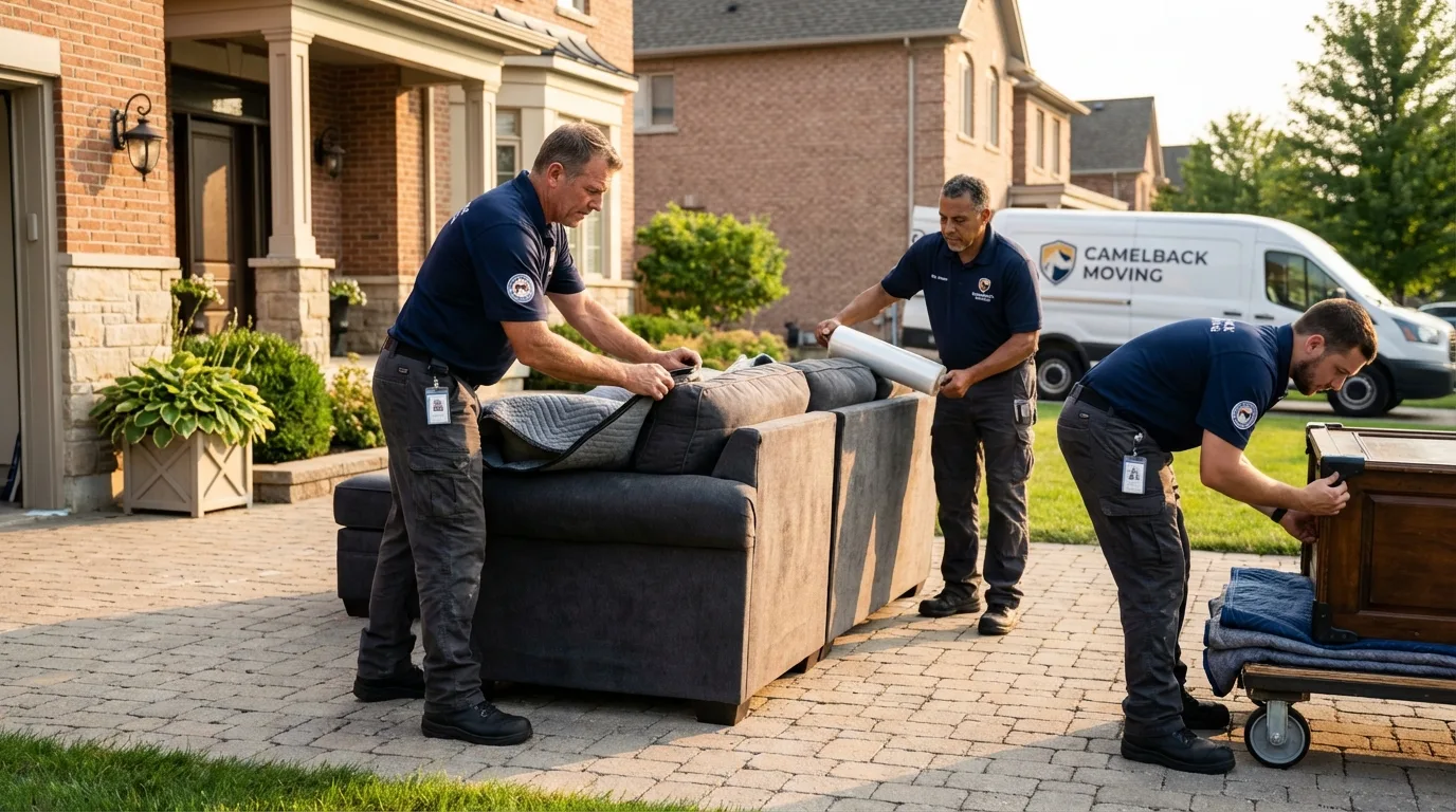 Large estate moving crew wrapping furniture in Cheraw, SC